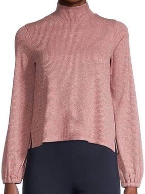 Madewell Rose Pink Mock Neck Bubble Sleeve Sweater